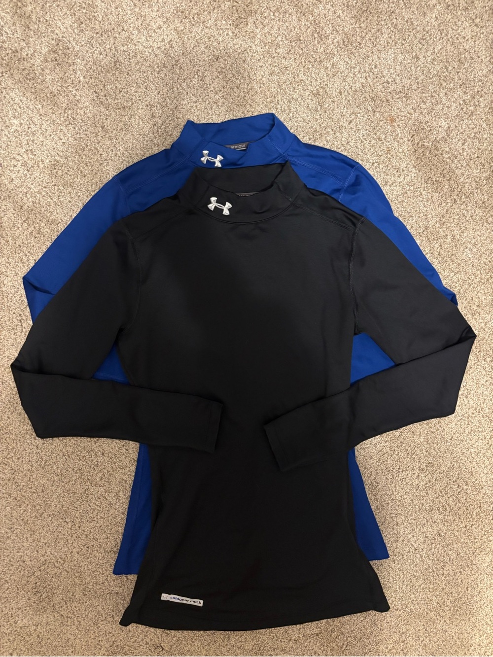 Under Armour Women's Long Sleeve Compression Top - Black and Royal Blue DUO